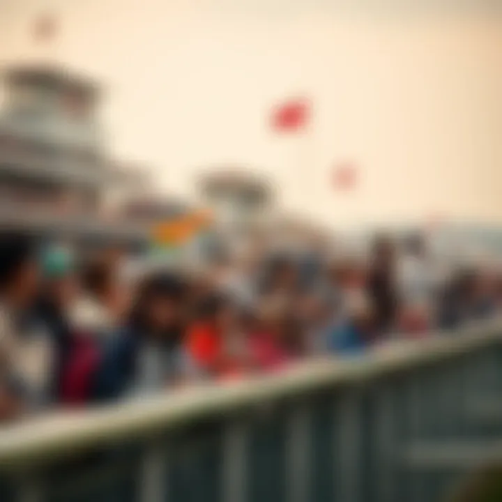 A vibrant horse racing scene capturing the excitement of the crowd