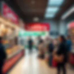 A vibrant local lottery shop bustling with activity