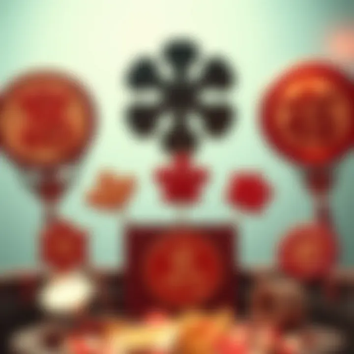 Illustration depicting various lucky symbols associated with winning