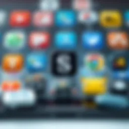 Diverse mobile app icons representing various industries