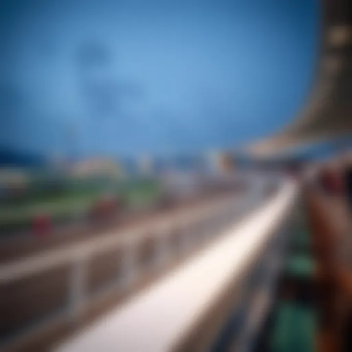 A panoramic view of a horse racing track during a major event