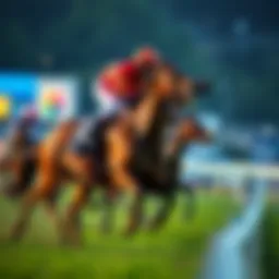 Dynamic race event capturing the excitement of real-time horse racing.