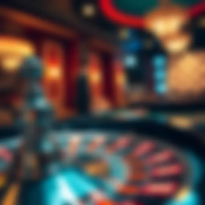 Close-up of roulette wheel and bets