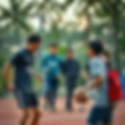 Community members engaging in sports activities